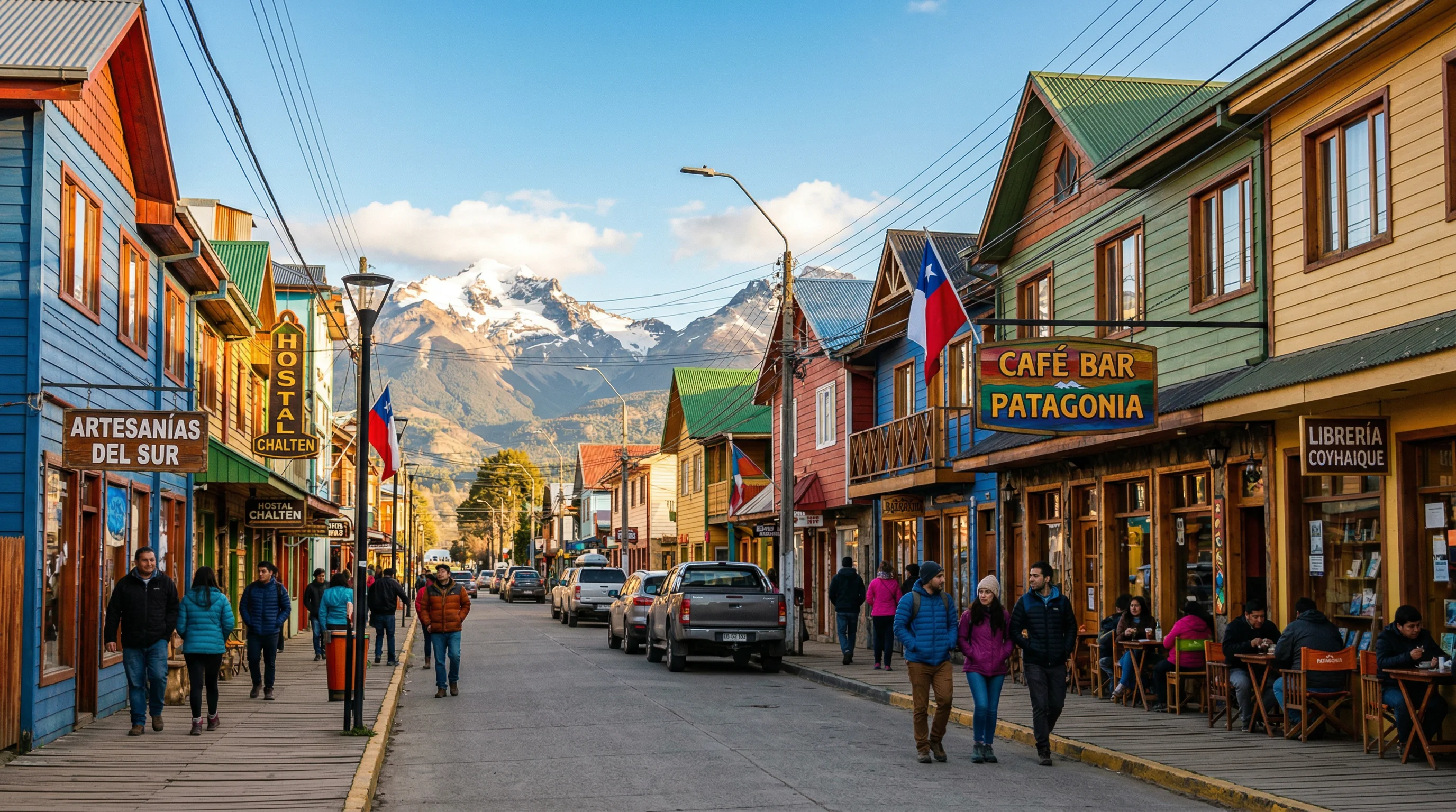El pueblo de Coyhaique, capital regional de Aysen y la base mas popular para compradores estadounidenses en la Patagonia
